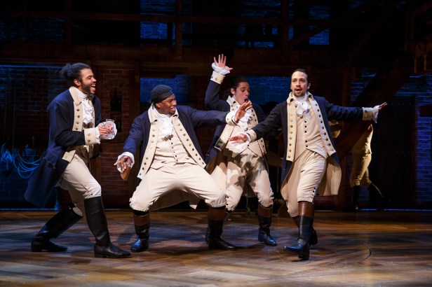 Daveed Diggs, Okieriete Onaodowan, Anthony Ramos, and Lin-Manuel Miranda in 'Hamilton' (Photo: Joan Marcus)