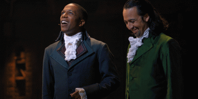 Leslie Odom Jr. and Lin-Manuel Miranda in "Hamilton" (Disney+)